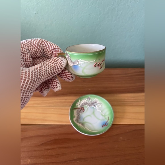 Vintage Teacup & Saucer Dragon Ware Geisha 3D Raised Flying Dragon Moriage Japan - Picture 6 of 6